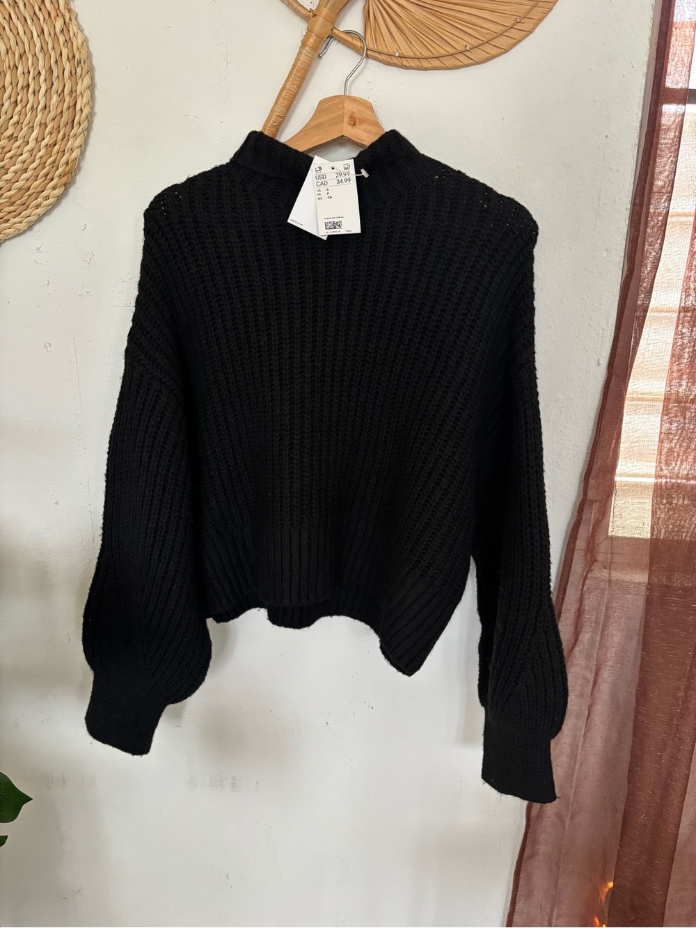 Black Chunky Mock Turtleneck Sweater